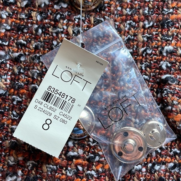 NWT Old Luxury Tweed Blazer Ann Taylor LOFT 8 Orange Black Button Suit Coat - Picture 13 of 16